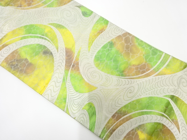 アンティーク　流水に石畳模様織り出し袋帯（着用可）